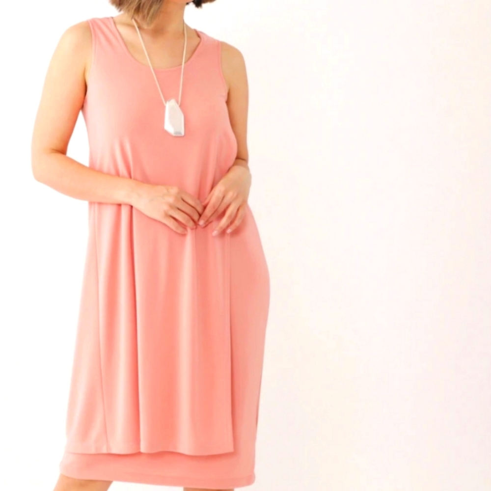Marla Wynne Solid Pink 3X Sleeveless Summer Dress